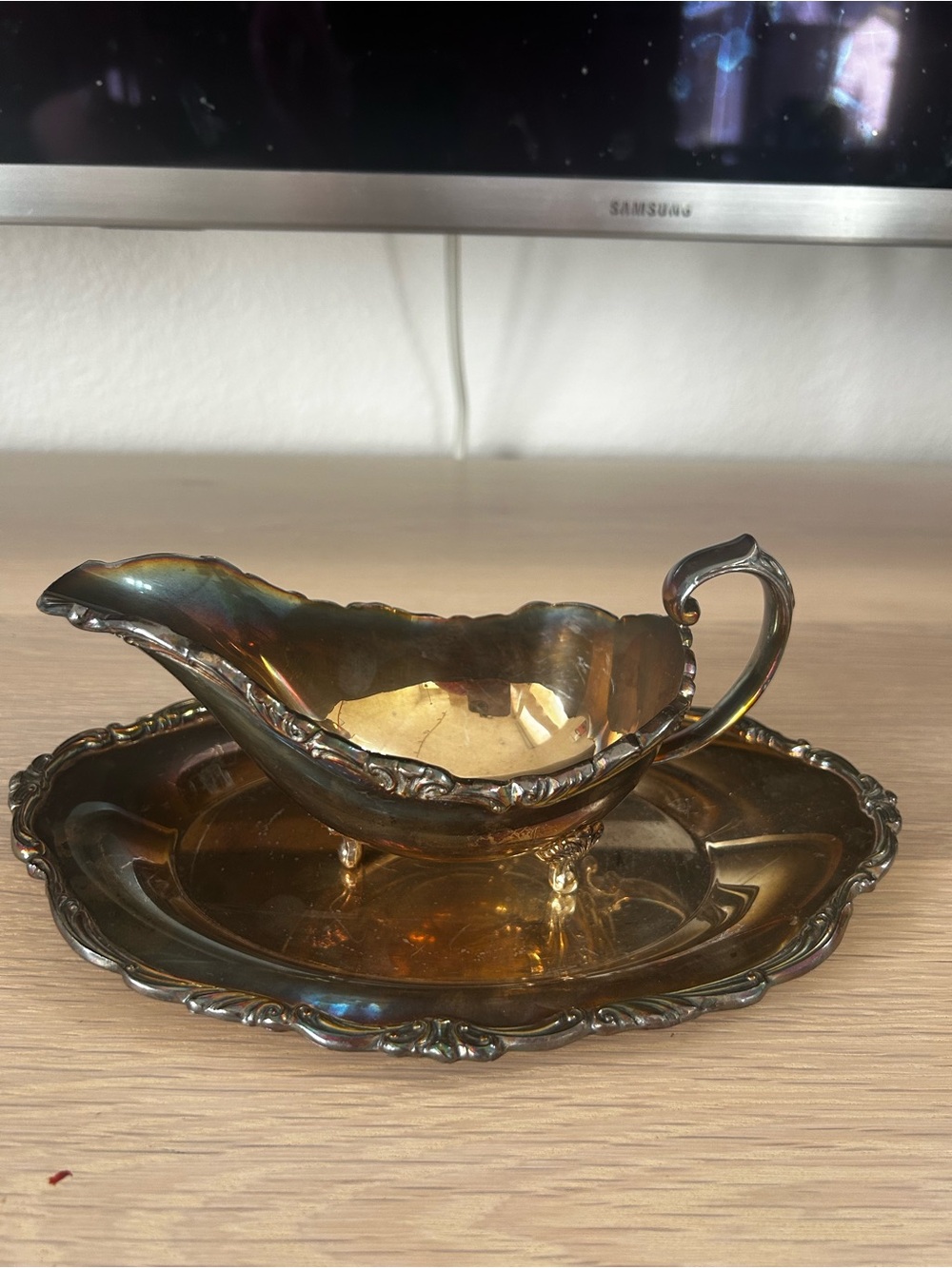 Vintage Towle 2830 Silverplate Gravy Boat & Tray 1960s 1970s